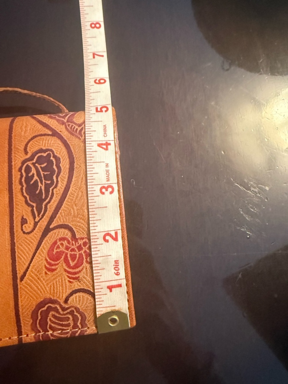 NWOT- Unique Handcrafted Tan Leather purse with Embossed Bird Motif - New - Picture 6 of 6